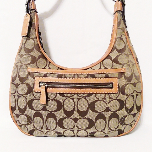 Coach Handbags - Coach Khaki Canvas Signature Hobo Bag